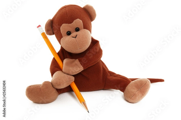 Obraz Stuffed Monkey With Pencil Drawing