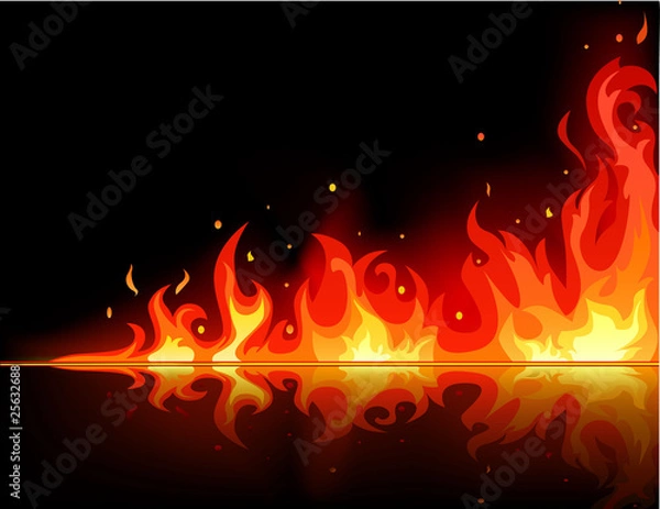 Obraz Fire flame with reflection
