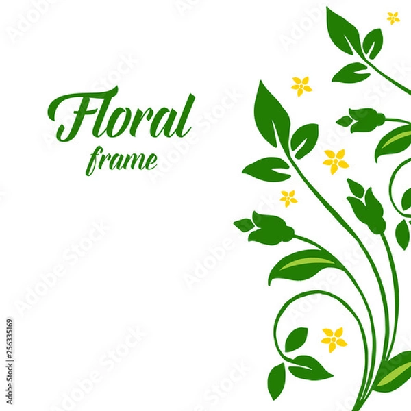 Fototapeta Vector illustration pattern art green leaves and floral frame