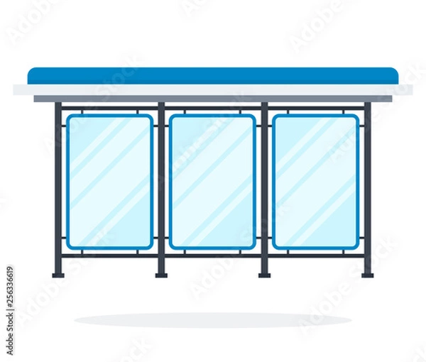 Obraz Glass bus stop vector flat material design isolated object on white background.