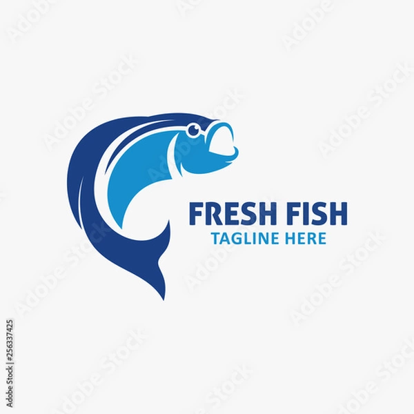 Fototapeta Jump fish logo design