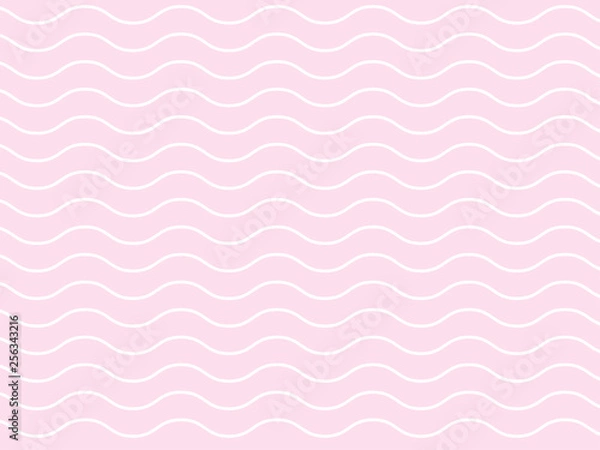 Fototapeta Geometric minimalist white stripe wave line pattern in horizontal thick lines on soft pink background, smooth zig zag or curve lines textile, like waves in the ocean.