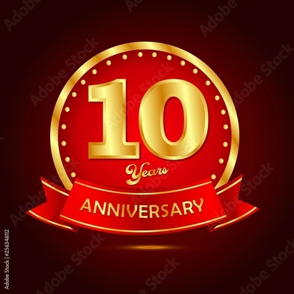 Obraz 10 years anniversary gold vector 