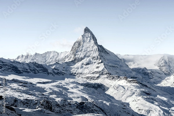 Fototapeta Matterhorn mountain in winter landscape of Switzerland 