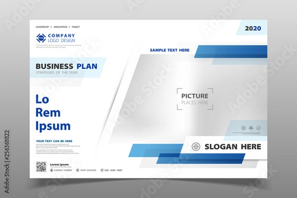 Fototapeta Abstract modern blue color template brochure background of geometric. You can use for business brochure presentation, work, booklet, poster.