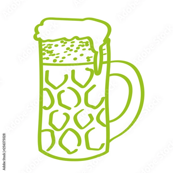 Obraz Handgezeichneter Bierkrug in hellgrün