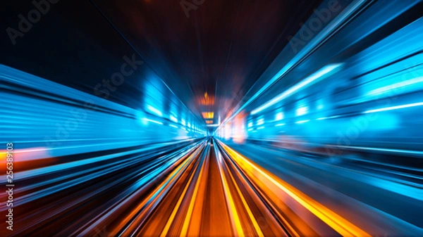 Obraz Train moving fast in tunnel