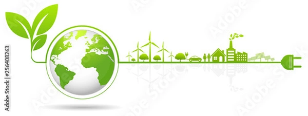 Fototapeta Ecology concept and Environmental ,Banner design elements for sustainable energy development, Vector illustration