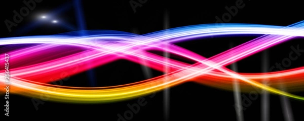 Obraz Futuristic wave panorama background design with lights