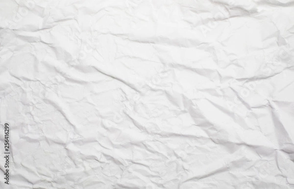 Obraz Paper texture. Gray paper sheet. White paper background blank creased crumpled posters placard grunge textures surface backdrop flat lay, top view