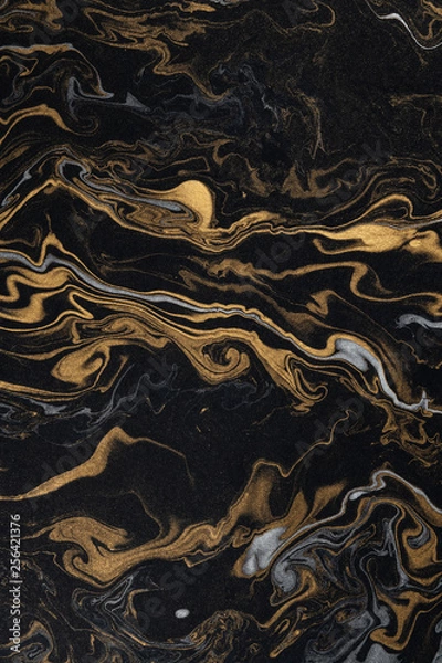 Obraz marble ink paper texture black silver gold