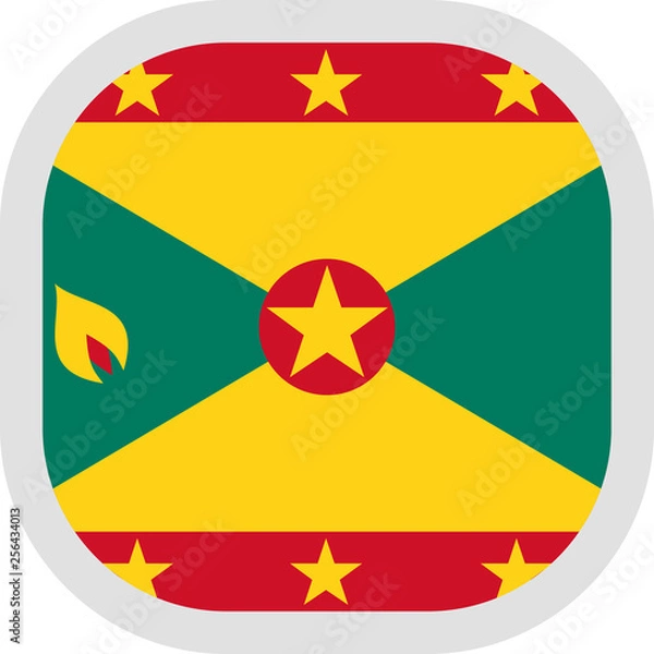 Fototapeta Icon square shape with Flag on white background