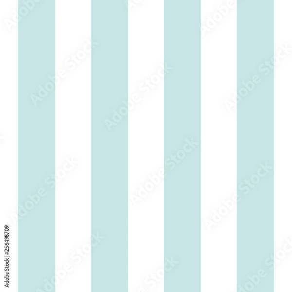 Fototapeta Preppy wide vertical stripe seamless pattern in turquoise and white. Clean coastal repeat design, great for beach house decor, summer fashion, textiles, towel designs and wallpaper. Vector.