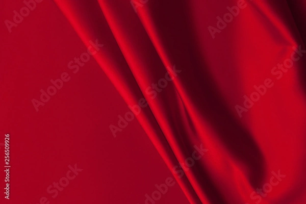 Fototapeta Luxury red satin fabric cloth abstract background