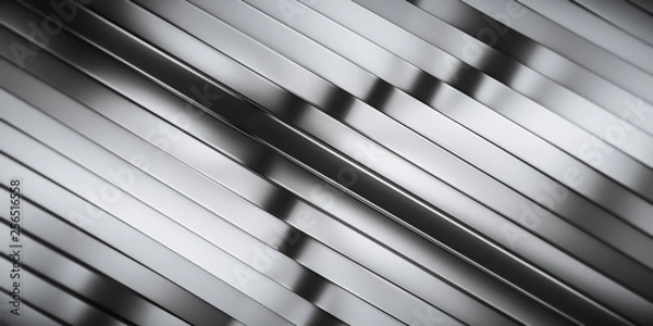 Obraz Elegant Luxury Metal smooth line background. Abstract metallic Stainless steel curve shapes. 3d render
