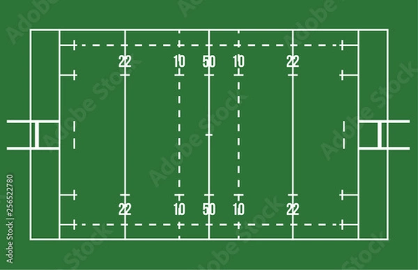 Obraz Rugby field with marking from top view