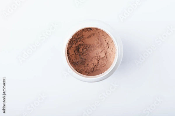 Fototapeta Open container of chocolate protein powder