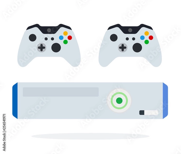 Fototapeta Game console with controllers vector icon flat isolated