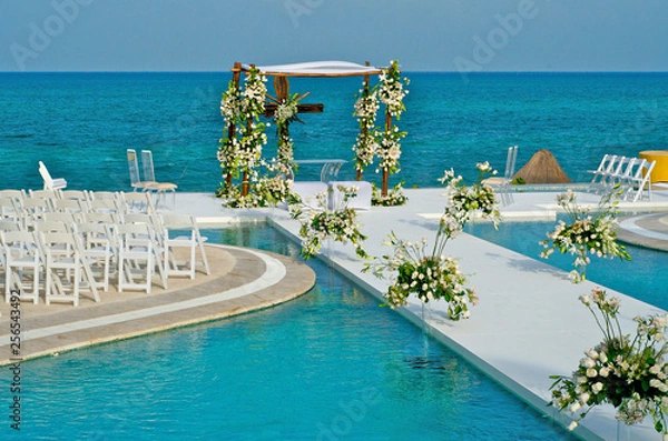 Obraz Gorgeous setting for beachfront wedding ceremony