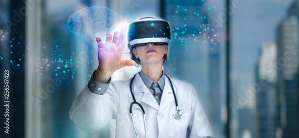 Obraz Lekarz z okularami VR
