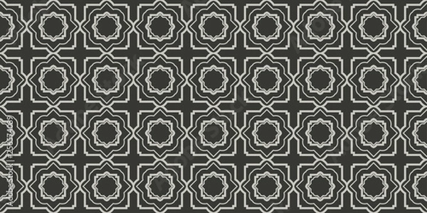 Fototapeta Art Deco Pattern Of Geometric Elements. Seamless Pattern. Vector Illustration. Design For Printing, Presentation, Textile Industry. Grey charcoal color
