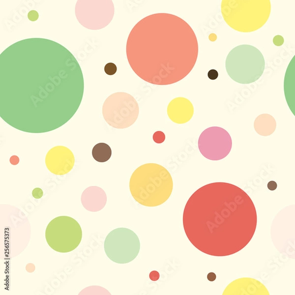 Fototapeta colorful pastel circle dots seamless pattern
