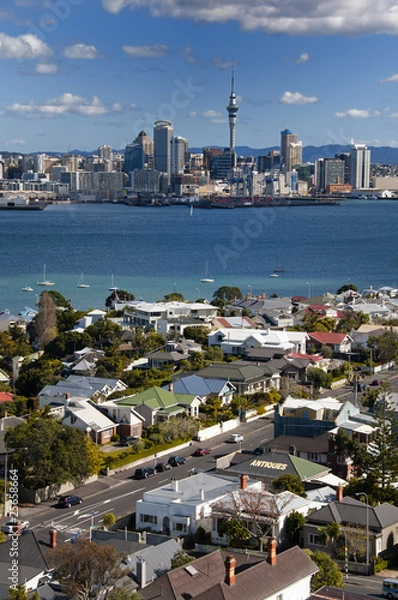 Obraz The City of Auckland in New Zealand from Mount Victoria.