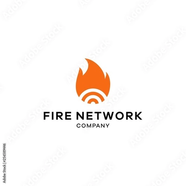 Fototapeta Fire Signal Logo Design Inspiration, Fire Network, Flame Network, Signal