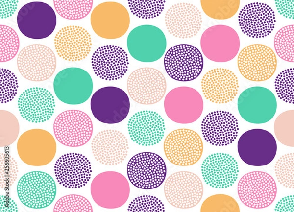 Fototapeta Seamless creative stylish doodle dots playful pattern - Vector