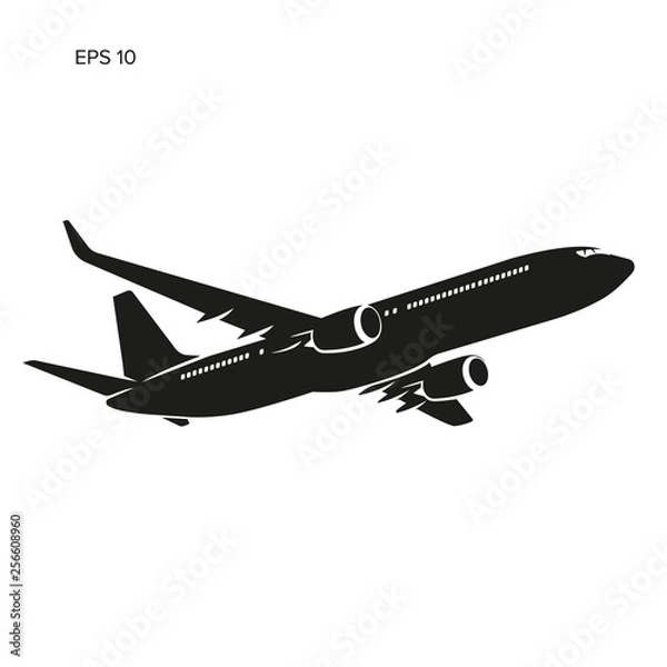 Fototapeta Modern twin engine jet airliner vector illustration icon.