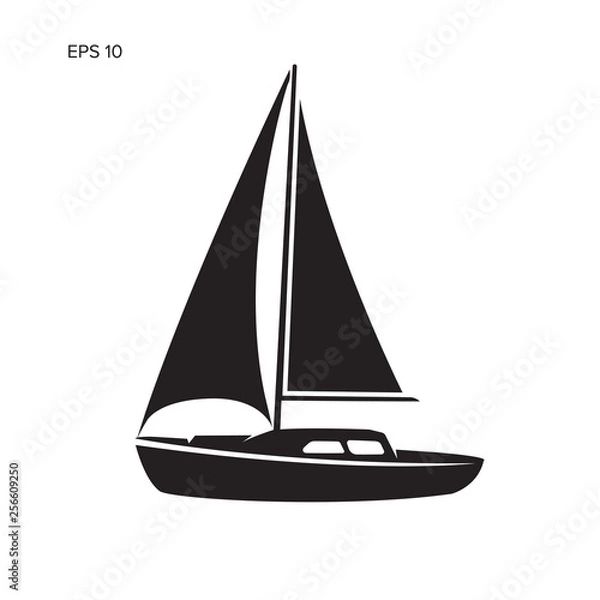 Fototapeta Small sailboat vector illustration. Small boat with sail