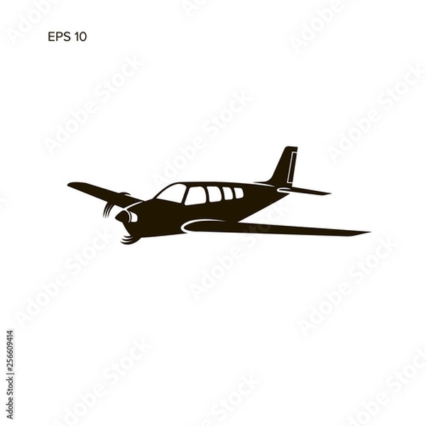 Obraz Small plane vector illustration. Single engine propelled passenger aircraft.