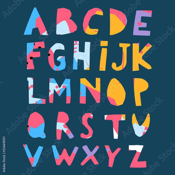 Obraz Paper Cut Alphabet. Capital letters. Vector backround