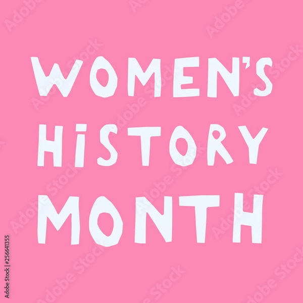 Obraz Women's History Month hand lettering on a pink background card, banner, design template