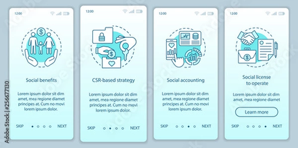 Fototapeta CSR onboarding mobile app page screen vector template