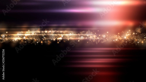 Fototapeta Dark background with multicolored bokeh, gradient and abstract bokeh light. Magic twinkling sparkles.