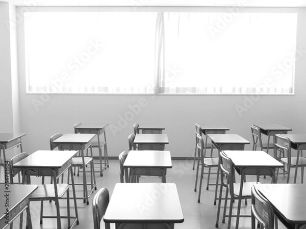 Fototapeta 学校イメージ　教室　モノクロ