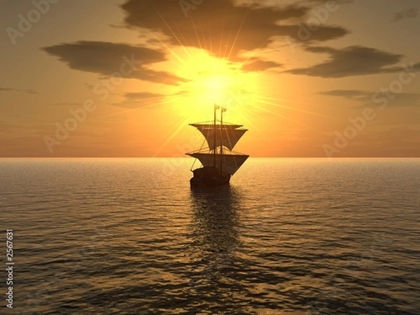Obraz ship & sunset