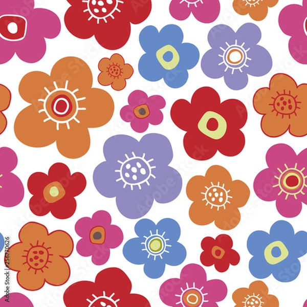Obraz Seamless floral pattern. White background. Vector illustration.