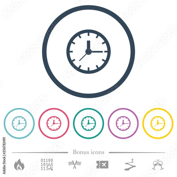 Fototapeta Analog clock flat color icons in round outlines