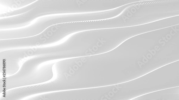 Fototapeta Vector 3d striped waves. Abstract composition, curve lines. Amazing three dimensional background for presentation, wallpaper, interior wall decor. Opical illusion. Vector without gradient