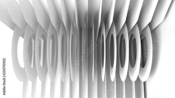 Obraz Abstract Architecture Background. 3d Illustration of White Circular Building. Modern Geometric Wallpaper. Futuristic Technology Design - Illustration