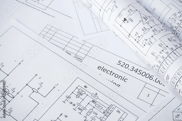 Obraz paper electrical engineering drawings	