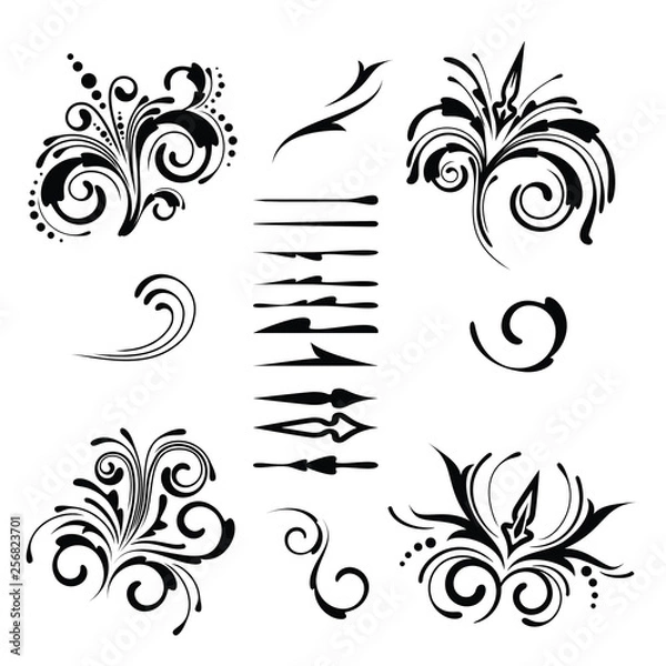 Fototapeta Black decorative elements for design patterns