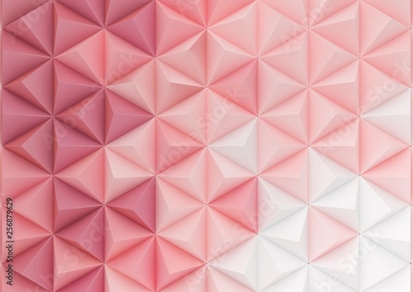Fototapeta 3d render triangle background in pastel gradient colors. Paper pyramid shapes in realistic composition. Geometric abstract illustration.