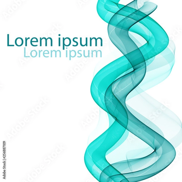 Obraz Abstract blue wave on white background