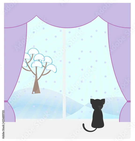 Obraz Winter landscape from window