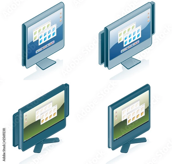 Obraz computer hardware icons set - design elements 55g