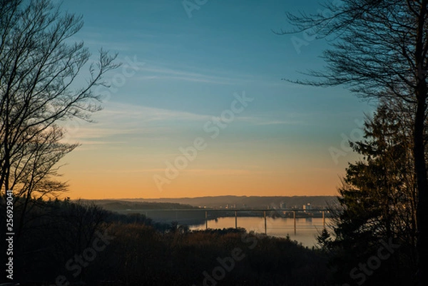 Fototapeta Sunset Vejle bridge, Denmark