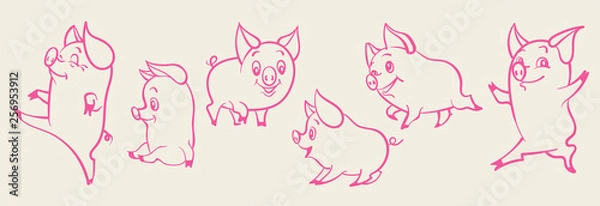 Obraz Pigs cartoon vector set